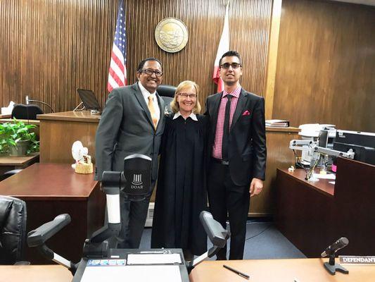 Peter Law Group's newest attorney Eyal Farahan being sworn into the California Bar by the Superior Court Judge.