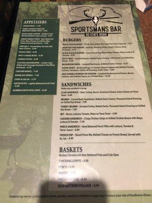 Half of the menu - there is more on the other side