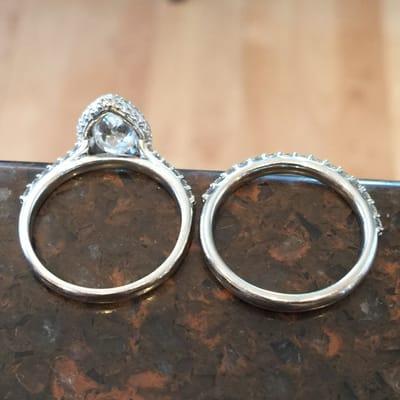 Diff view, same story, ring sized by Jared altered all the way around, not just area where supposed platinum was added to incr ring.