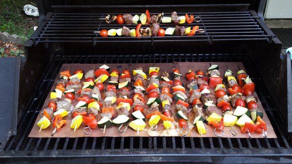 Kabobs again. Family in from Arizona.