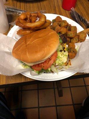 Large Cheeseburger Okra Onion Rings