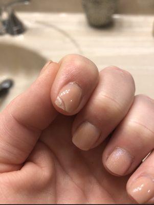 Broken nail after doing my hair.