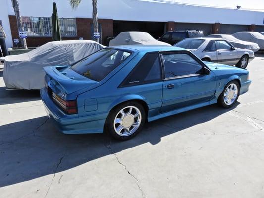 Rare Teal/Black 1993 Mustang Cobra in for some upgrades.