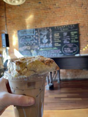 Birthday cake iced latte butterscotch scone