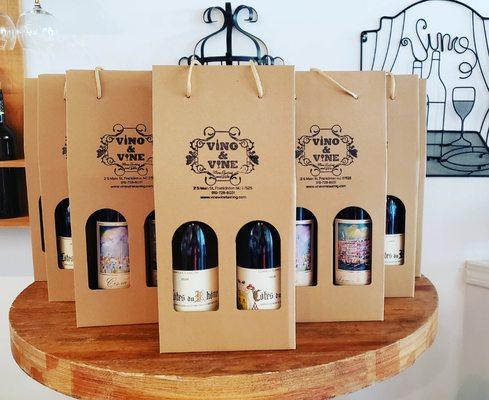 Delicious wines perfectly packaged for gift giving.