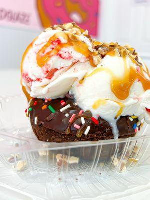 Ice cream donut sundae