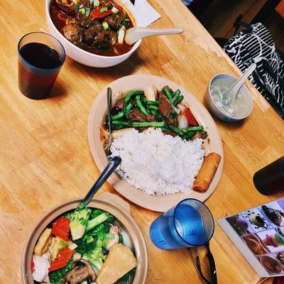 Seafood pot for me, beef noodles for siblings, and some sort of beef-based lunch special for mom.