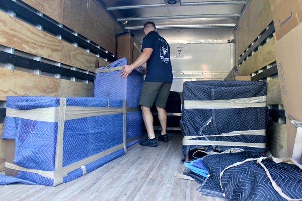 Proper wrapping of your furniture and stacking of the truck by our Move Plus movers insures the safe delivery to your new home!