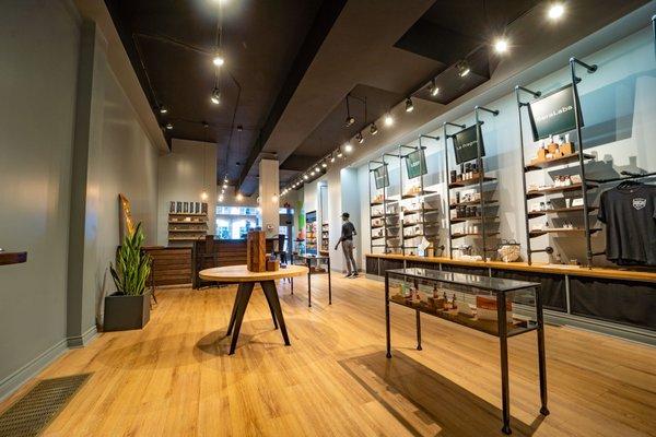 This is a view of our sample bar and carefully curated hemp products.