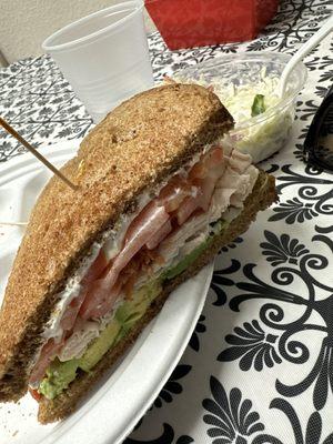 Time square sandwhich on wheat. Toasted. and coleslaw. Bomb