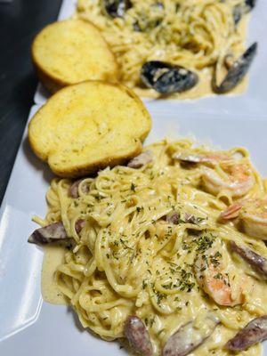 Cajun shrimp and sausage pasta