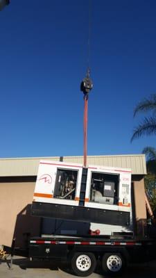 No job too big. 350 gallon diesel fuel tank for CALTRANS. Required a 30 ton crane to lift generator off of trailer.