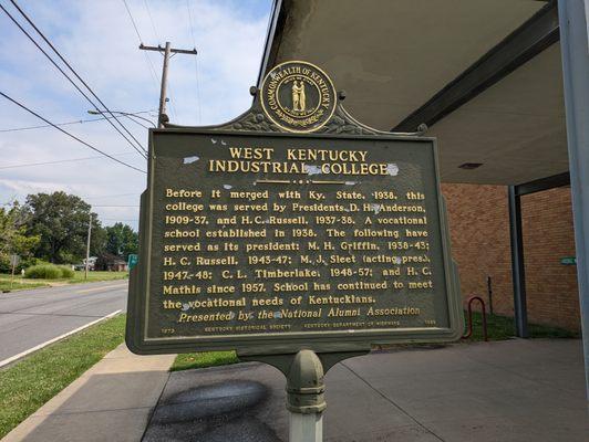 West Kentucky Industrial College Historical Marker, Paducah