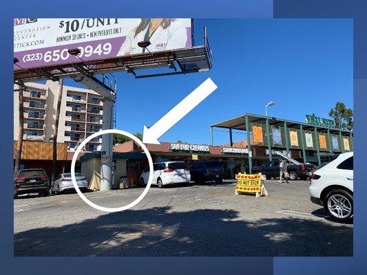 Raul's Key & Knife Sharpening Service is in the small kiosk to the west of Whole Foods