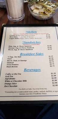 Breakfast menu