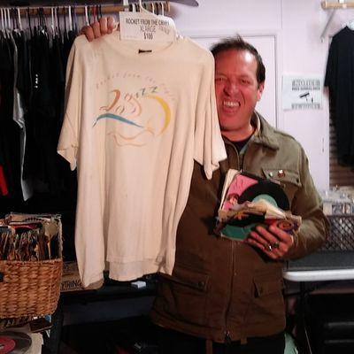 John Reis From Rocket From The Crypt  record shopping and telling the story of this rare Rocket shirt