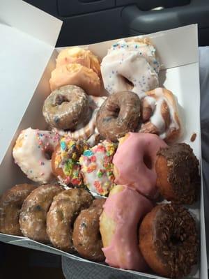 We ordered a dozen donuts, since it was getting closer to closing time he filled up our box with other goodies to try!