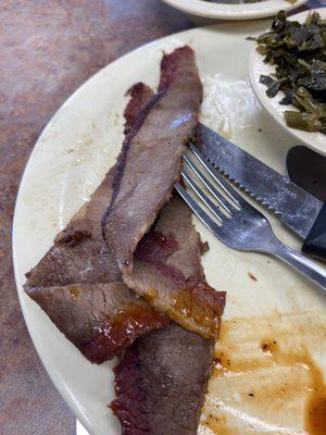 This was sliced brisket that I could not finish. The worst brisket I've ever had, but on the bright side the BBQ sauce was good