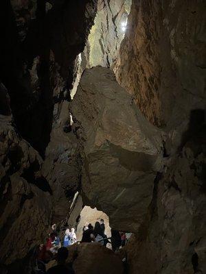 huge boulder wedged in