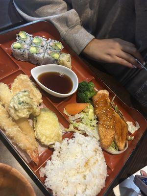 Dinner bento. I loved Shumai was fried. Delicious.