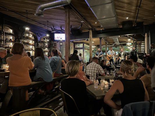 Main eating area, live band.