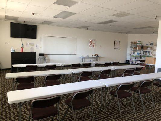 Professional, clean and spacious classroom setting for lecture, area.