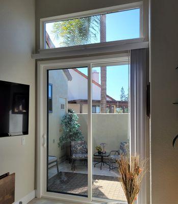 Rancho Bernardo retrofit installation.  Amsco Bronze/White windows and patio doors.