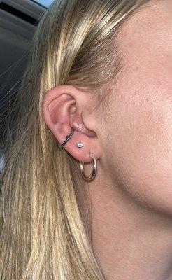 Conch and lobe piercing