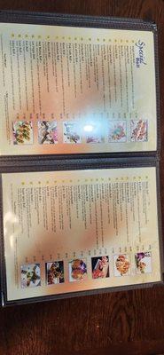 Sushi menu