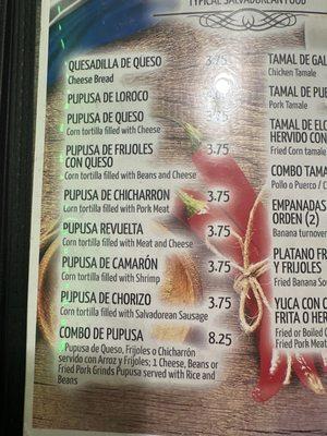 Menu of puposas