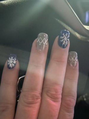 Hand painted snowflakes Danny Jr. Is amazing