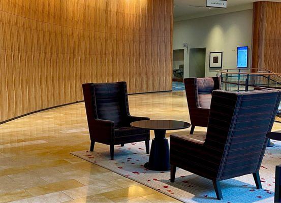 Because they are part of the convention center, they share the lounge meeting with comfortable upholstered reading chairs