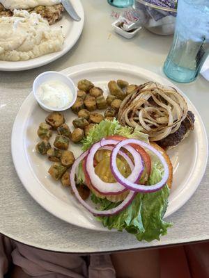 Onion Burger & Okra