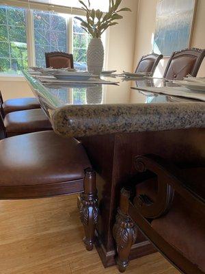 Our custom made granite dining table...800 pounds