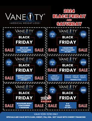 Black Friday Specials 11/29/24 and 11/30/24 ONLY. Come in or Call in to purchase 909-248-1088