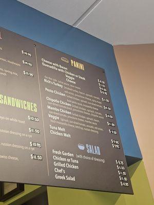 Updated menu (prices on printed menu are outdated)