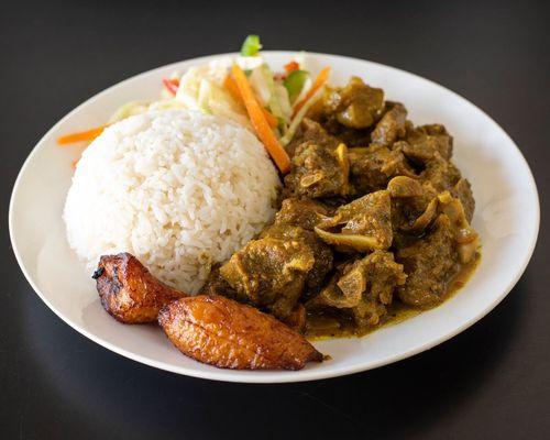 Curry Goat with white rice