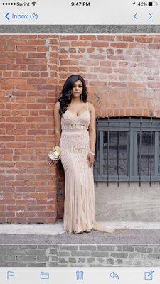 My daughter's gorgeous beaded champagne gown from Nile Boutique for her senior prom