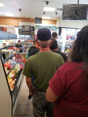 Longest line in a 7 Eleven. Theyre always like this-Terrible Service