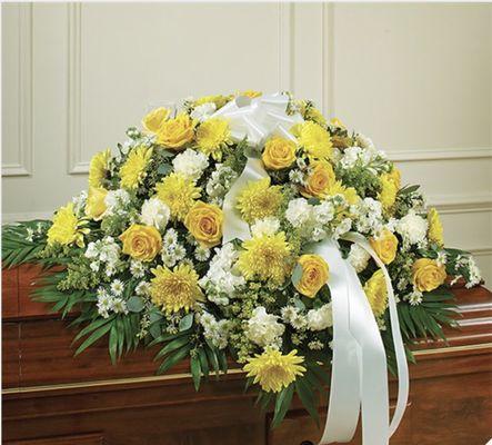 Yellow & White Mixed Half Casket Cover