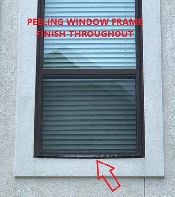 Peeling window frame finish throughout