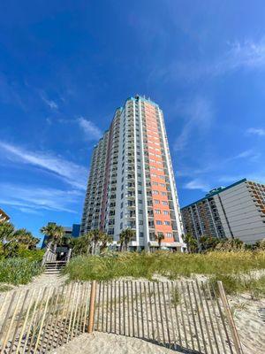 View of the resort from the beach.