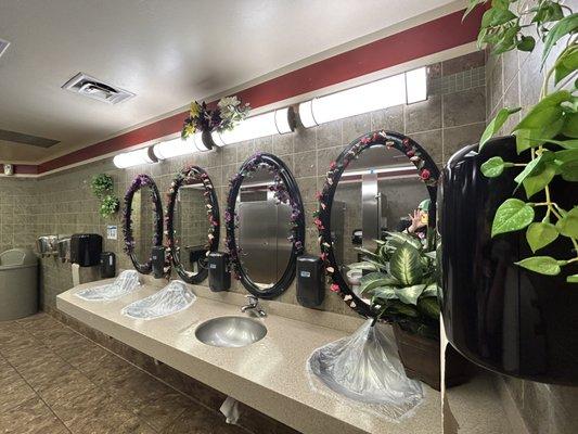 decorated women's restroom