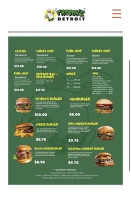 Fatboyz Menu