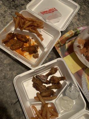 Lemon pepper Wing with Fries. Hot wings Wing with Fries