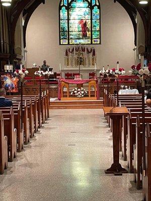 Festive flowers for saints day at St. Margaret's DC.