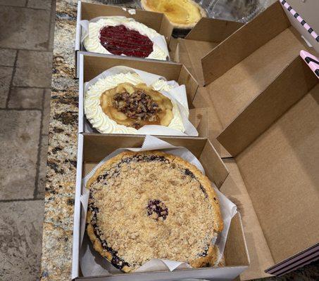 Apple Pecan Spice Cheesecake Pie, Triple Berry Cheesecake Pie, Cherry Cheesecake Pie