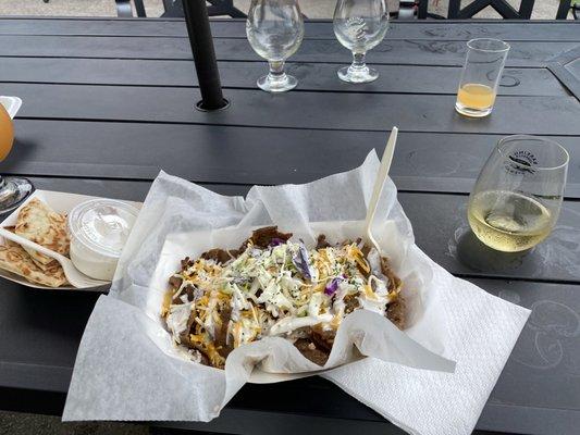 Gyro Bowl, Greek pita and extra sauce.