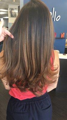 After! Balayage with haircut and blowout