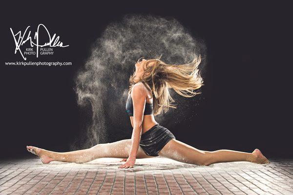 Creative photo session with a dancer and flour.